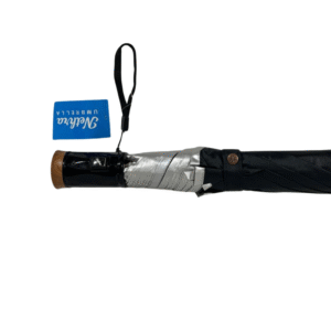 2 Fold Black Silver Umbrella with Silver Piping